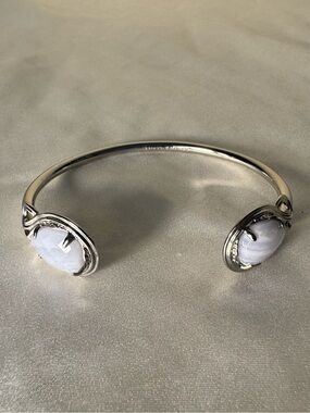 Kendra Scott Silver Open Cuff Bracelet with Light Blue Stone